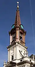 Church tower of the Parochialkirche with the carillon, 2017