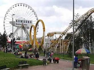The Samsung Wheel and Double Loop Roller Coaster at Salitre Mágico