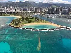 Helicopter view of Magic Island