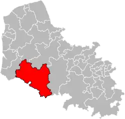 Location of Auxi-le-Château in the department