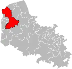 Location of Desvres within the department