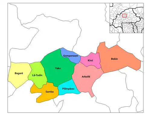 Provincial map of its departments