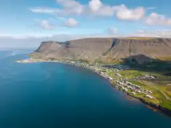 Overhead view of Patreksfjörður in 2025