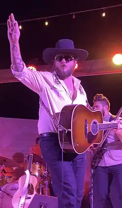 Cauthen playing a show at Pappys and Harriet's in Pioneertown, California in 2021