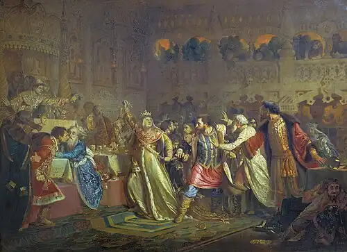 Sophia of Lithuania Snatching the Gold Belt from Vasily Kosoy (1861)