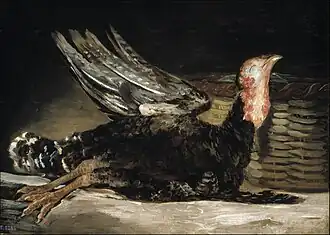 Oil painting of dead turkey