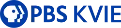 The PBS network logo next to the blue letters PBS and, in thinner text, the letters K V I E