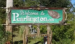 Sign welcoming visitors to Pearlington