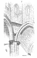 A pendentive, labelled A. Illustration of a church in Nantua