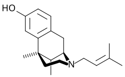 Chemical structure of pentazocine.