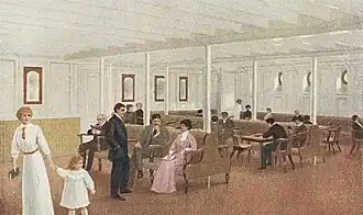 Period illustration of Olympic and Titanic Third-Class General Room