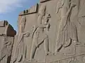 A relief in Persepolis depicting guests wearing bashliq (sides) and kurpasa (middle)