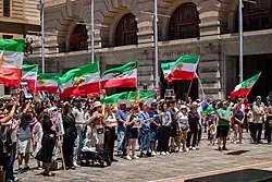 Iranian diaspora holding a solidarity rally in Perth, Australia during the violent Iranian protests and riots.