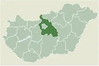 Location of Pest county in Hungary