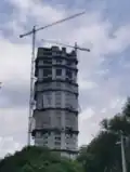 The tower under construction in April 2024