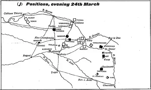 Positions, evening 24th March (1814)