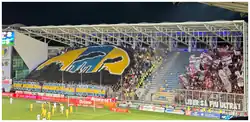 Petrolul and Rapid fans at Ilie Oană Stadium, Ploiești.