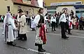 National costumes of the Transylvanian Saxons at a folk dance performed in Germany (February 2015)