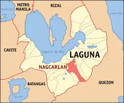 Map of Laguna with Nagcarlan highlighted .