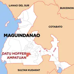 Map of Maguindanao del Sur with Datu Hoffer Ampatuan highlighted