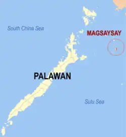 Map of Palawan with Magsaysay highlighted