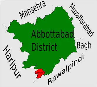 Location of Phallah within Abbottabad District