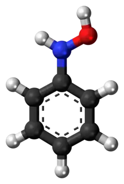 Ball-and-stick model of the phenylhydroxylamine molecule