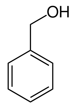 2D representation of the chemical structure of benzyl alcohol .