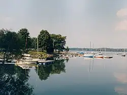 A marina with several sailboats