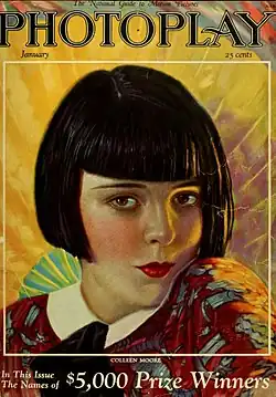 Magazine cover showing a young woman with short bobbed hair in 1920s styling