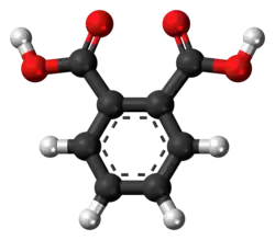 Ball-and-stick model of the phthalic acid molecule