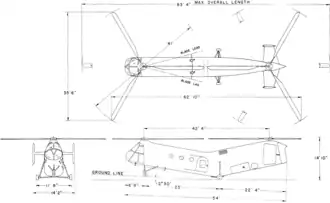 3-view line drawing of the Piasecki HRP-2 Rescuer
