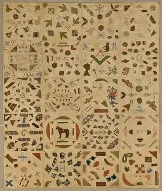 American. Pictorial Quilt, ca. 1840. Cotton, cotton thread. Brooklyn Museum