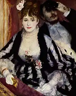 La Loge; Pierre-Auguste Renoir; 1874; oil on canvas; 80 x 63.4&nbsp;cm; Courtauld Gallery (London)[225]