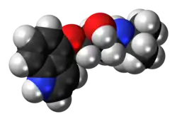 Space-filling model of the pindolol molecule