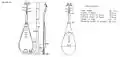 Measurement diagram of a pipa in the collection of the Metropolitan Museum of Art