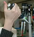 User ready to dispense liquid present in pipette tip