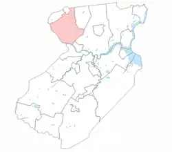 Location of Piscataway Township in Middlesex County highlighted in pink