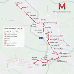 Map of Granada Metro.
