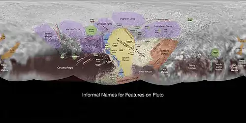 Pluto - map features, (context; 29 July 2015).
