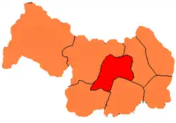 Division into gminas (the red portion is the city of Legnica)