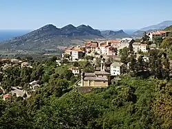 The church of San Cervone and the surrounding buildings, in Poggio-d'Oletta