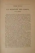 First page of Théorie nouvelle de la rotation des corps (1852)