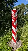 Polish border boundary marker no. 179. This marker is located where the bridge once stood