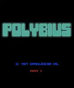 screenshot with only the text "Polybius; © 1981 Sinneslöschen Inc.; Credits 0