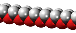 Space-filling model of a polyoxymethylene chain