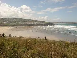 Trebetherick on the hill beyond Polzeath beach