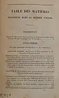 Table of contents to volume I of Theorie analytique du systeme du monde (1829)