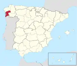 Location of the province of Pontevedra within Spain