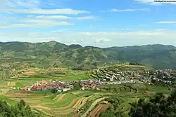 Poombari village seen from the southeast
